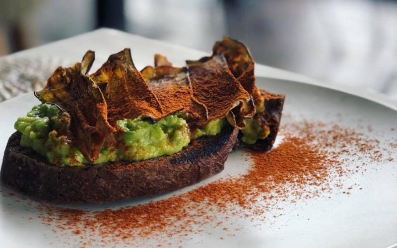 Cocobeli Rye sourdough with avocado mash and eggplant bacon the avocado factory canggu bali4