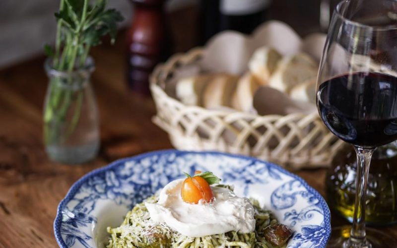 Spaghetti pesto & burrata rolling fork cocobeli